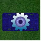 Custom Personalized Auto Tag With Blue Eye Pupil Blue Background Design Art