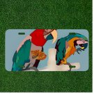 Custom Personalized License Plate Auto Tag With Two Colorful Parrots Design