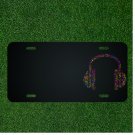 Custom Personalized License Plate With Add Names To Colorful Music Headphones