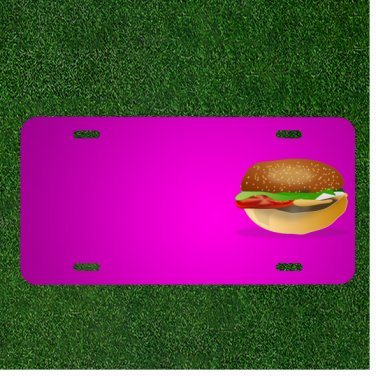 Custom Personalized Car License Plate With Add Names To Hamburger Burger