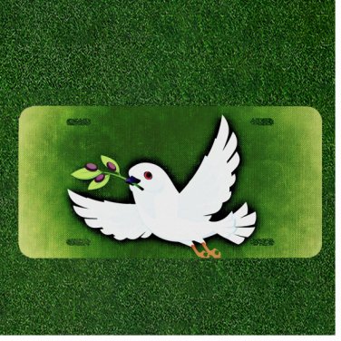 Custom Personalized License Plate Auto Tag With Stunning White Bird With Flowers