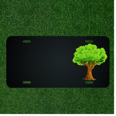Custom Personalized License Plate With Add Names To Gorgeous Green Tree Design