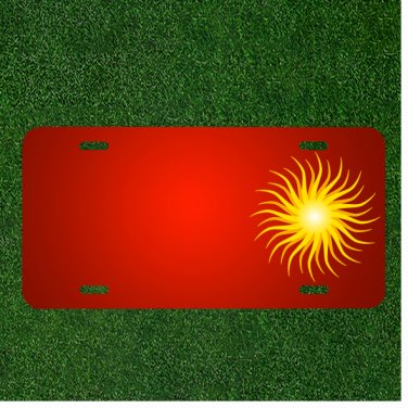 Custom Personalized License Plate With Add Names To Sun Yellow Round Orange