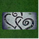 Custom Personalized License Plate Auto Tag With Two Fancy Hearts Art Design