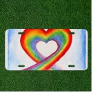 Custom Personalized License Plate Auto Tag With Amazing RAINBOW Heart Design Art