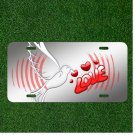 Custom Personalized License Plate Auto Tag With Love Hearts White Bird Design