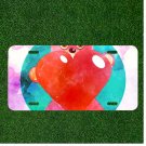 Custom Personalized License Plate Auto Tag With Teddy Bear Red Heart Design