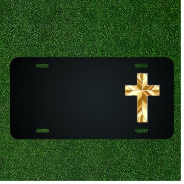 Custom Personalized License Plate With Add Names To Golden Cross Design NEW