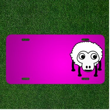 Custom Personalized Car License Plate With Add Names To Fluffy Sheep White