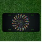 Custom Personalized License Plate Auto Tag With Colorful Spiral Circle Feathers