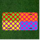 Custom Personalized License Plate Auto Tag With Four Colorful Polka Dot Designs