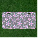 Custom Personalized Car License Plate With Seamless Pattern Flowers Pink