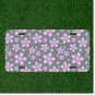 Custom Personalized Car License Plate With Seamless Pattern Flowers Pink