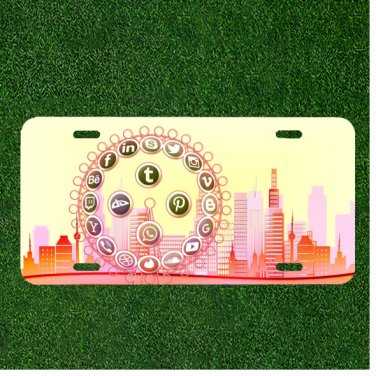 Custom Personalized License Plate Auto Tag With Socail Media Ferris Wheel