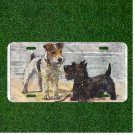 Custom Personalized License Plate Auto Tag With Two Cute Black And White Dogs