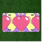 Custom Personalized License Plate Auto Tag With Purple Teddy Bear Pink Heart NEW