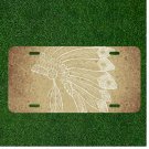 Custom Personalized License Plate Auto Tag With Fancy Indian Feather Hat Design