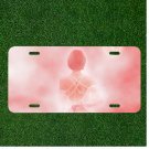 Custom Personalized License Plate Auto Tag With Girl Facing Other Way In Pink