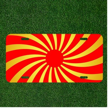 Custom Personalized License Plate Auto Tag With Red And Yellow Sun Art NEW