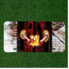 Custom Personalized License Plate Auto Tag With Red Door Arms And Flame Skull