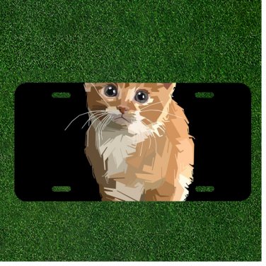 Custom Personalized License Plate Tag With Animal Decoration Cute Little Cat