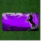 Custom Personalized License Plate Auto Tag With Purple Horse Lightning Add Names