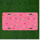 Custom Personalized License Plate Auto With Pink Background And Colorful Lines