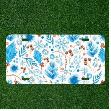 Custom Personalized License Plate Tag With Stunning Feathers And Nuts Design