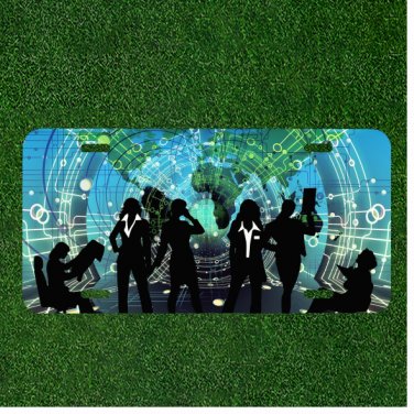 Custom Personalized License Plate Auto Tag With People On Earth Design