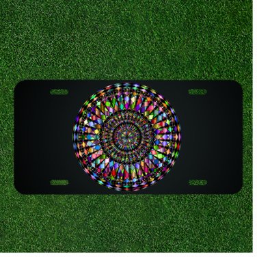 Custom Personalized License Plate Auto Tag With Colorful Spiral Design Art