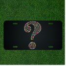 Custom Personalized License Plate Auto Tag With Colorful Question Mark Design
