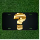 Custom Personalized License Plate Auto Tag With Golden Question Mark Design