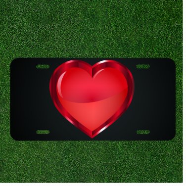 Custom Personalized License Plate Auto Tag With Gorgeous Red Heart Design