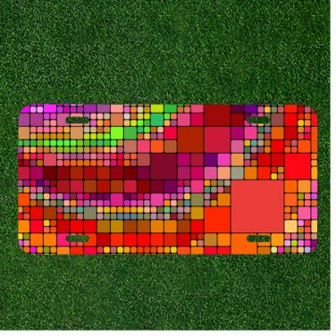 Custom Personalized License Plate Auto Tag With Colorful Square Shapes Design