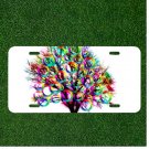 Custom Personalized License Plate Auto Tag With Colorful Rainbow Tree Design