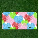 Custom Personalized License Plate Auto Tag With Colorful Heart Sketches Design