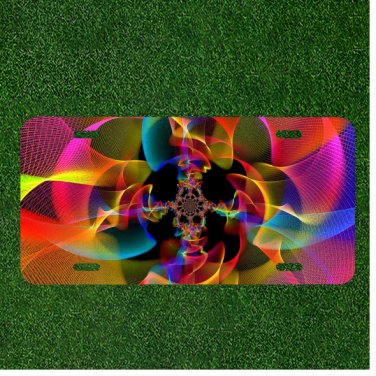 Custom Personalized License Plate Auto Tag With Wacky Colorful Art Design
