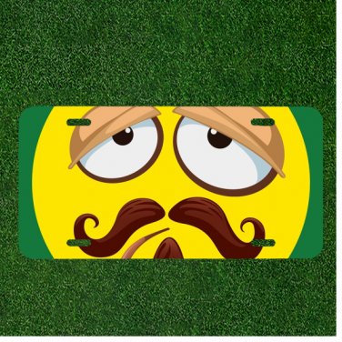 Custom Personalized License Plate Auto Tag With Mustache Emoji Face FUNNY