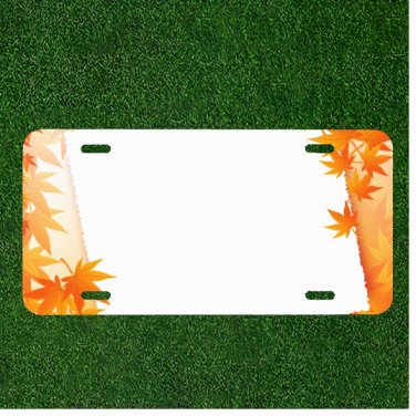 Creative License Plate Auto Tag With Fall Leaves On Side Of Image Add Names