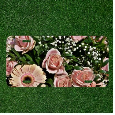 Creative License Plate Auto Tag With Amazing Purple Flowers And Leaves Design