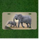 Custom Personalized License Plate Tag With Stunning Elephant And Baby Elephant