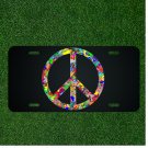 Custom Personalized License Plate Auto Tag With Colorful Splash Peace Symbol