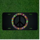 Custom Personalized License Plate Auto Tag With Peace Symbol Colorful People