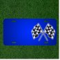 Custom Personalized License Plate Auto Tag With Blue And Racing Flags Add Names