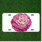 Custom Personalized License Plate Tag With Pink Flower With Light Pink Inside
