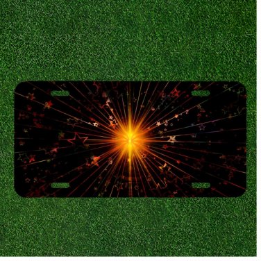 Custom Personalized License Plate Auto Tag With Stunning Beaming Light Stars