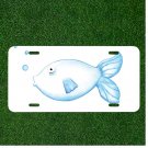 Custom Personalized License Plate Auto Tag With Cute Blue Cartoon Fish NEW