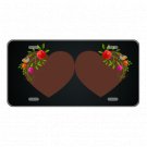 Custom Personalized License Plate Car Tag With Brown Hearts And Roses Add Names