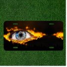 Custom Personalized License Plate Auto Tag With Fire Forest Blue Eye Design