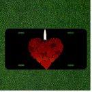 Custom Personalized License Plate Auto Tag With Candle Lit Fire Heart Add Names